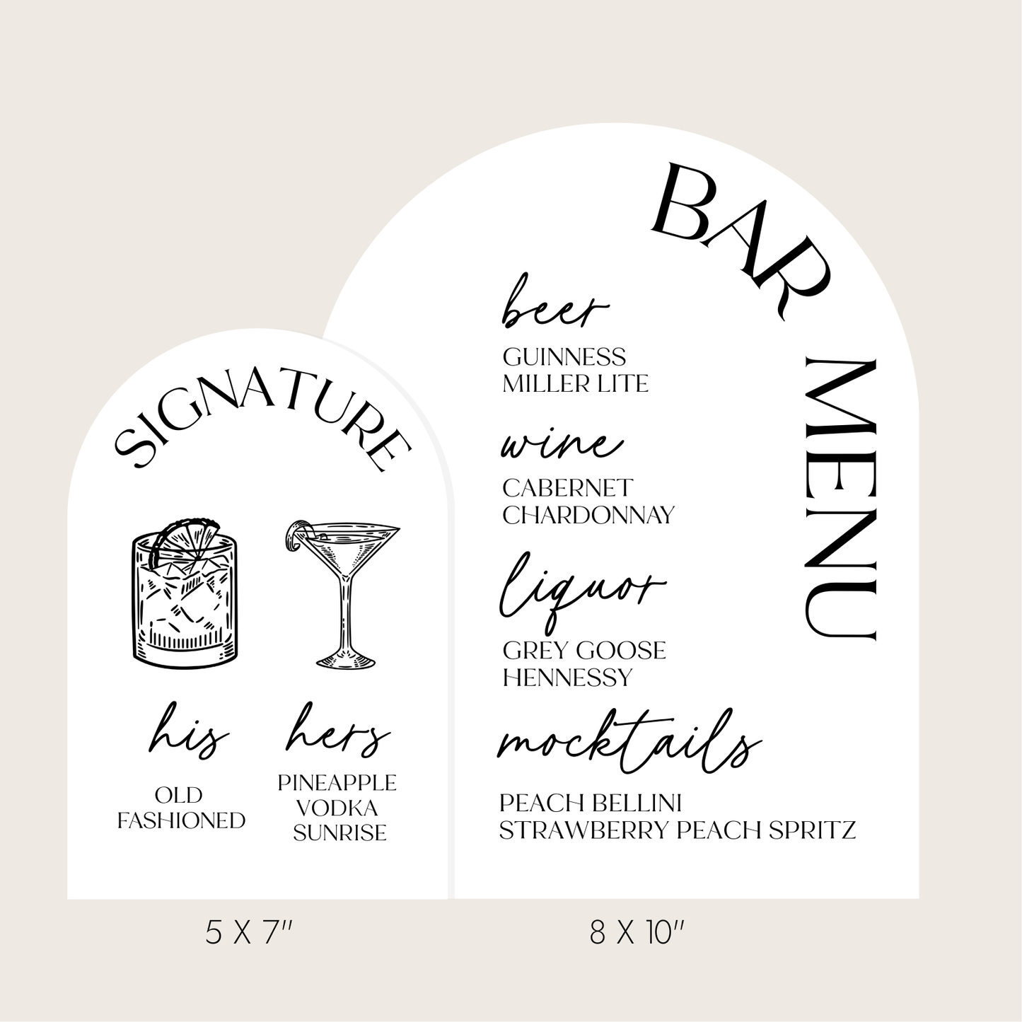 Bar Menu - Arch Signature Drinks Set