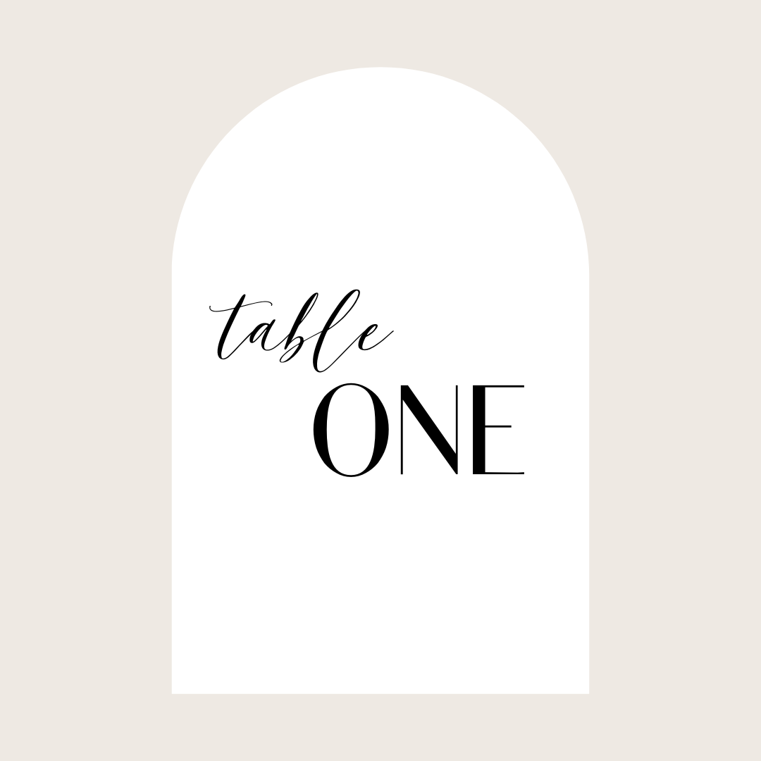Table Numbers - lettered "Table" + print written number (Arch)