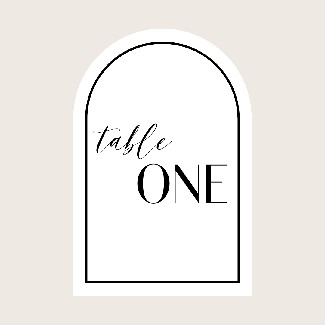 Table Numbers - lettered "Table" + print written number (Arch)