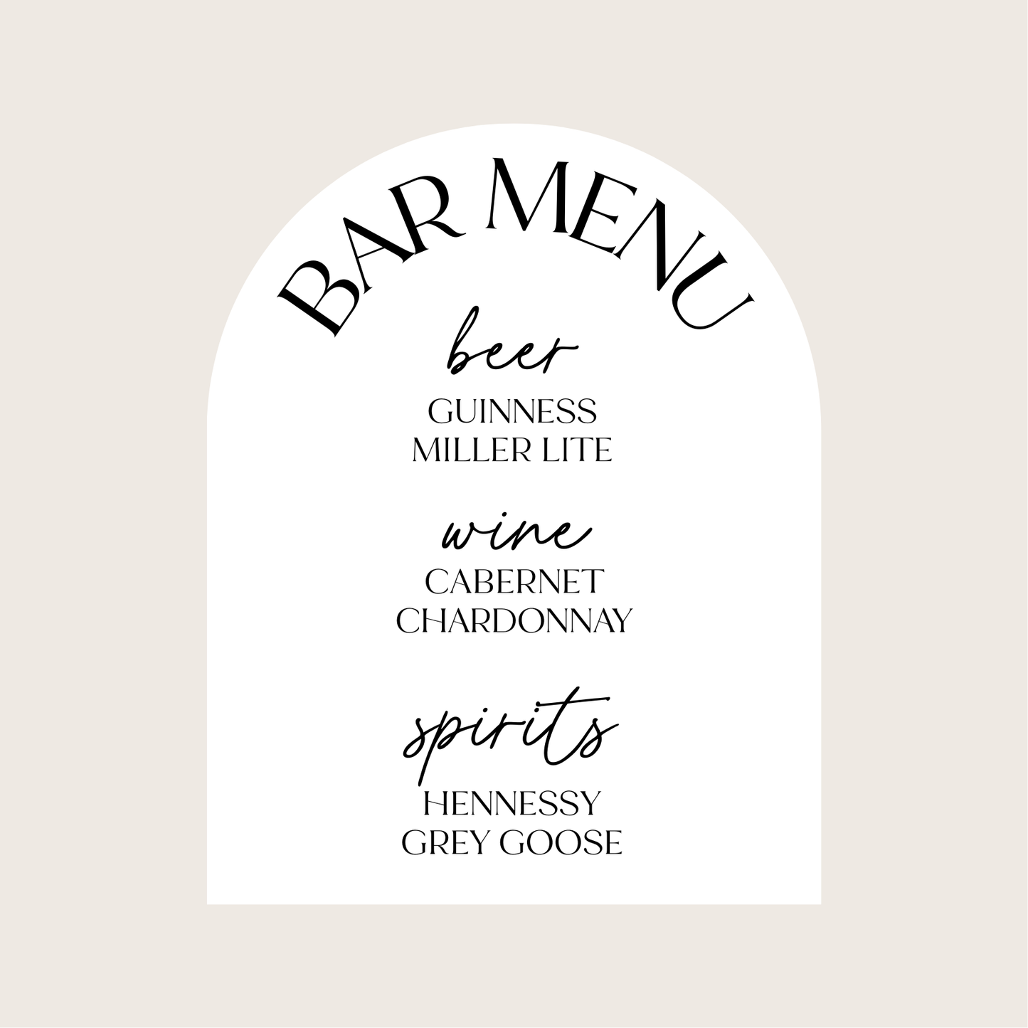 Bar Menu - Simple Arch