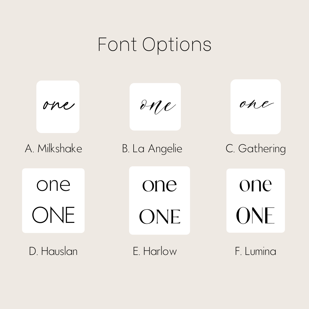 Table Numbers - Written Number ONLY (Arch)