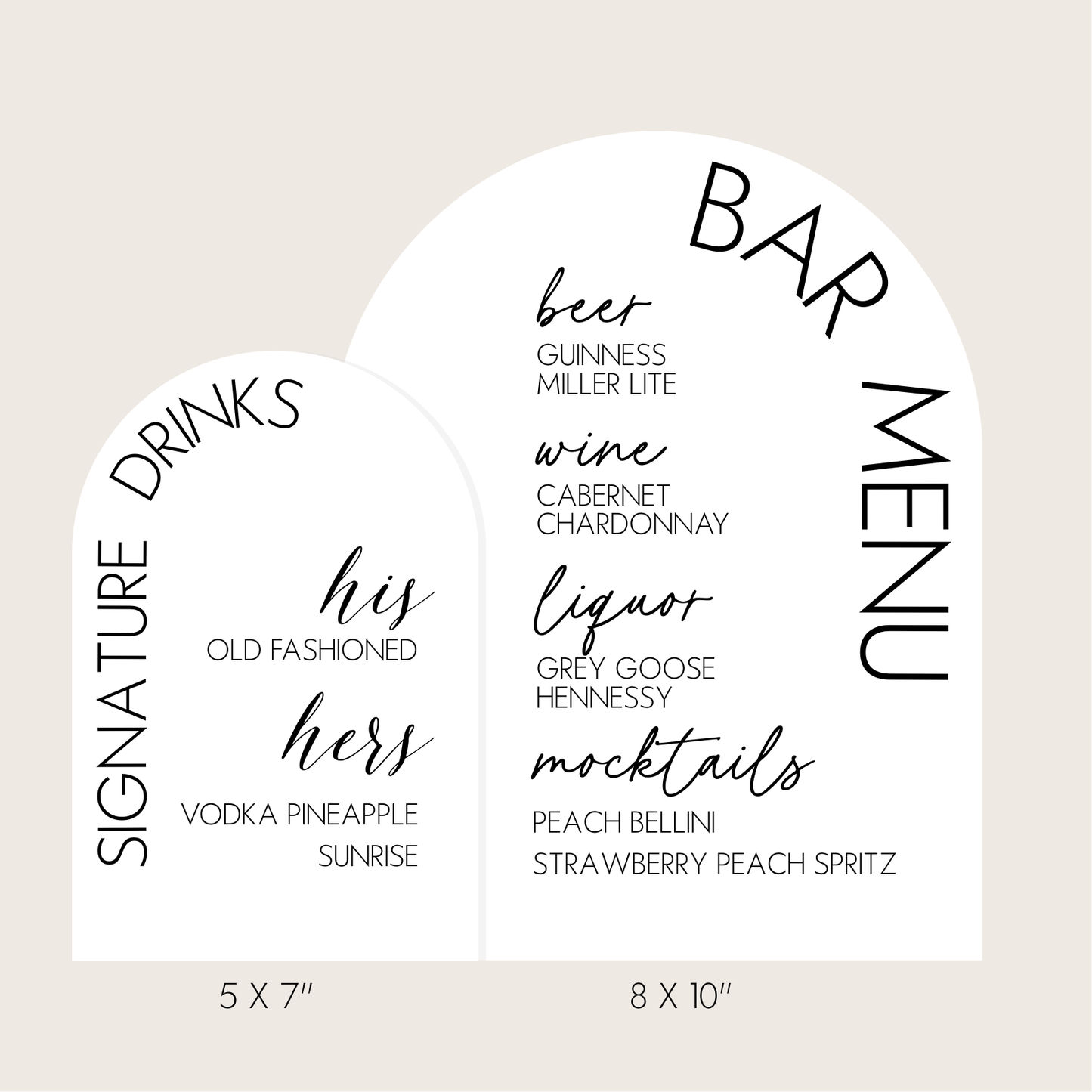 Bar Menu - Arch Signature Drinks Set