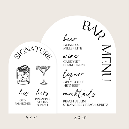 Bar Menu - Arch Signature Drinks Set
