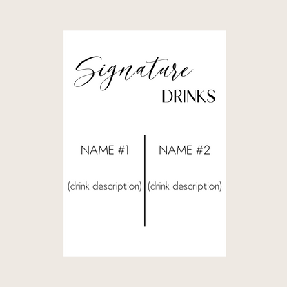 Bar Menu - Signature Drinks (Side-By-Side)