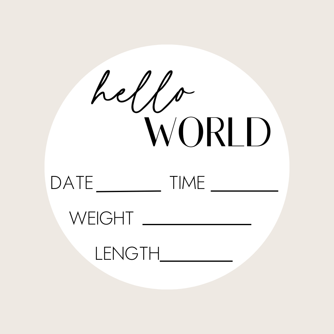 Birth Announcement Placard - Hello World + Details