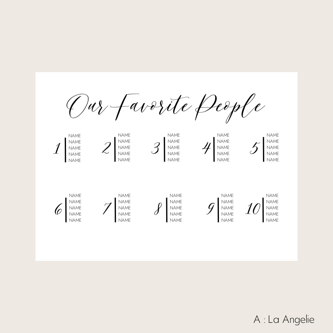 Seating Chart - By Numerical Table #