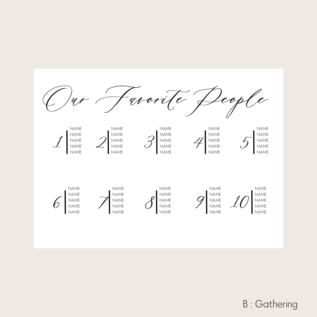 Seating Chart - By Numerical Table #