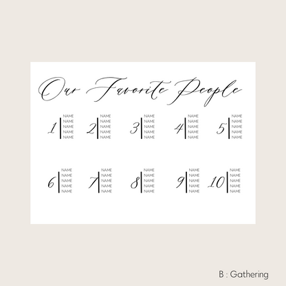 Seating Chart - By Numerical Table #