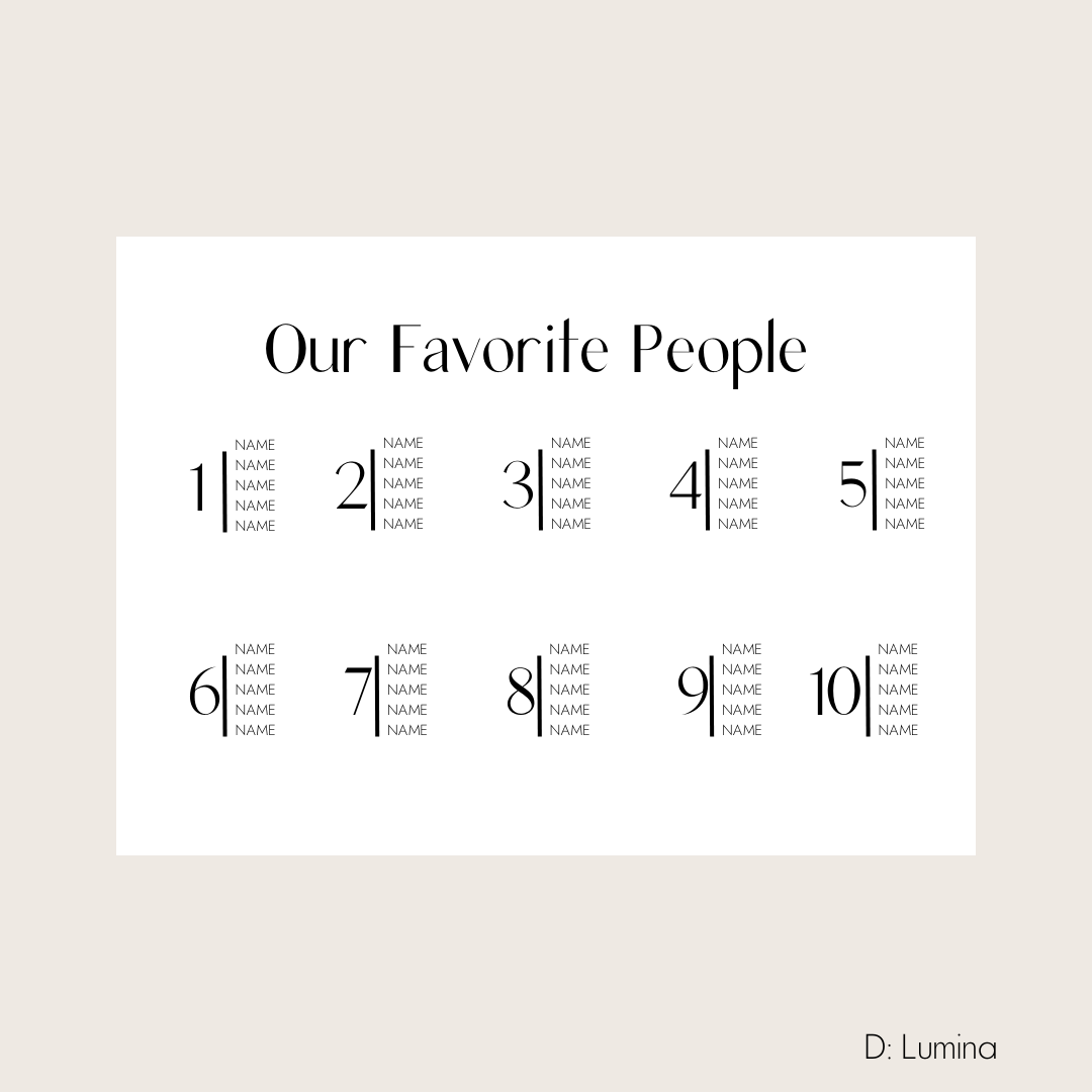 Seating Chart - By Numerical Table #