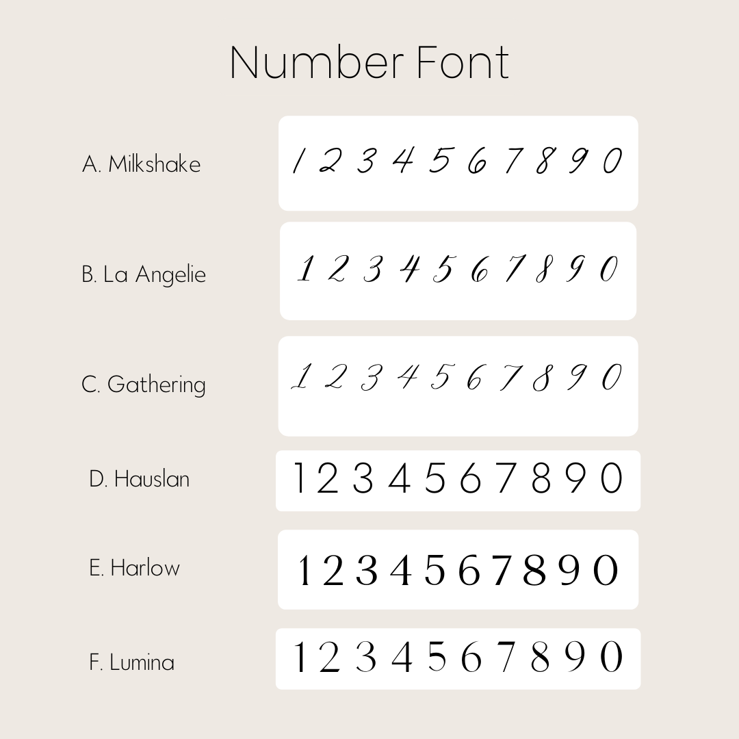 Table Numbers - "Table" + Numerical Digit