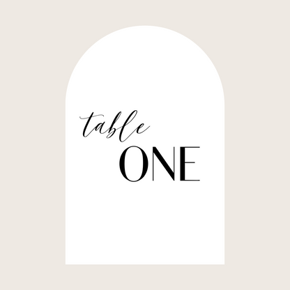 Table Numbers - lettered "Table" + print written number (Arch)