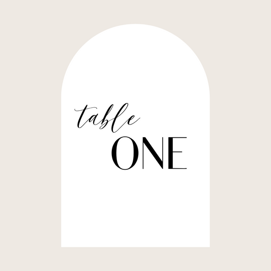 Table Numbers - lettered "Table" + print written number (Arch)