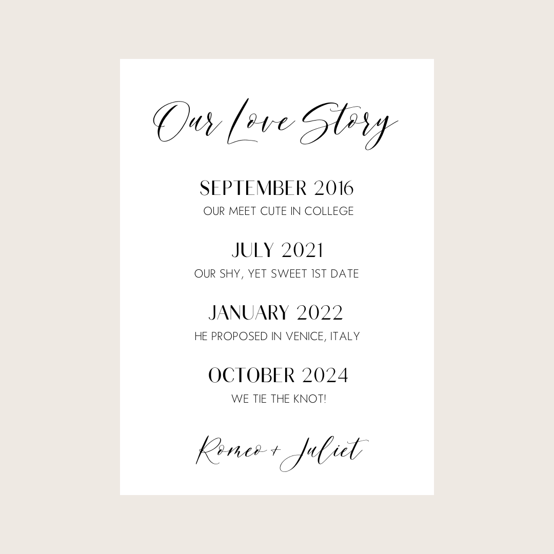 Our Love Story - Month & Year + Detailed Sentence