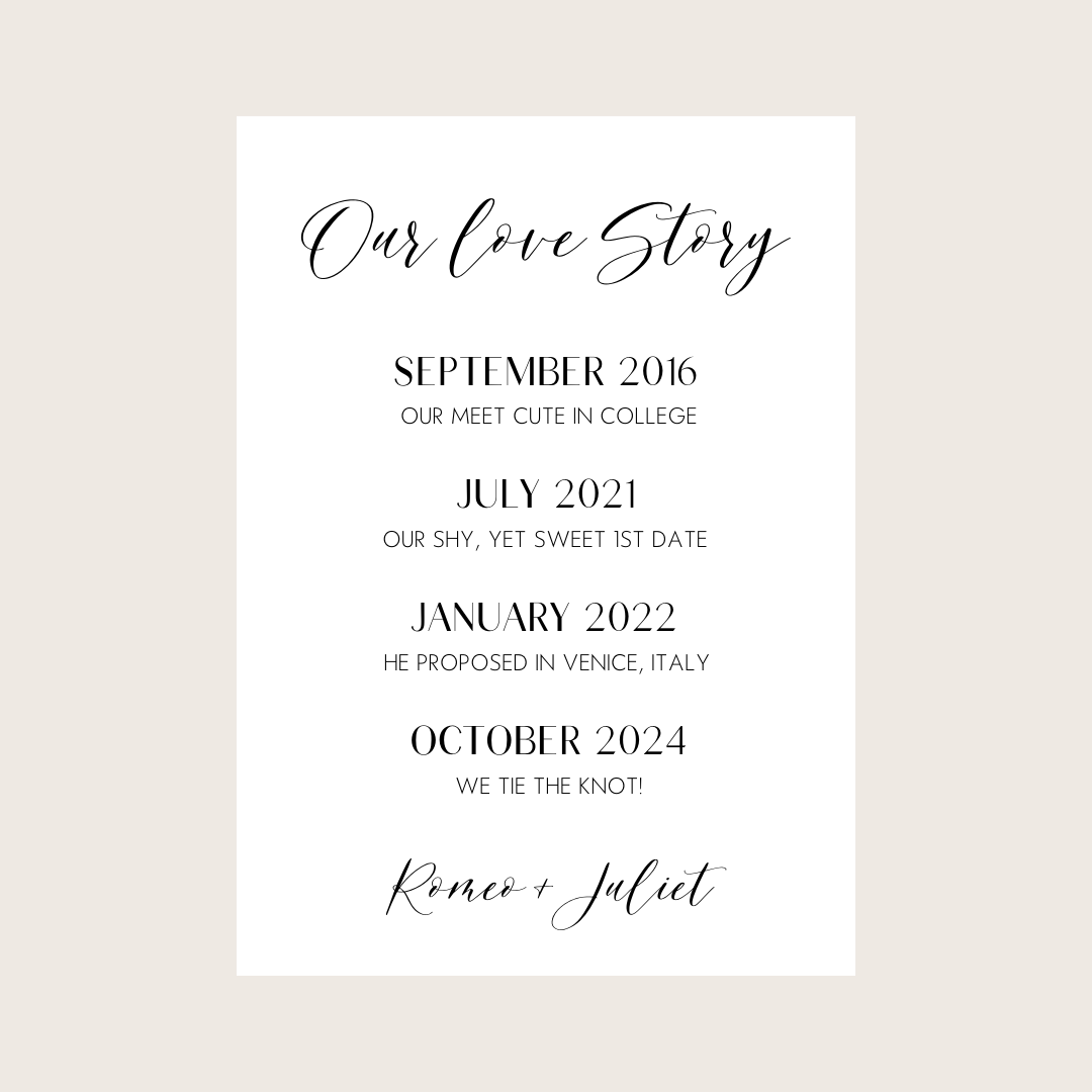 Our Love Story - Month & Year + Detailed Sentence