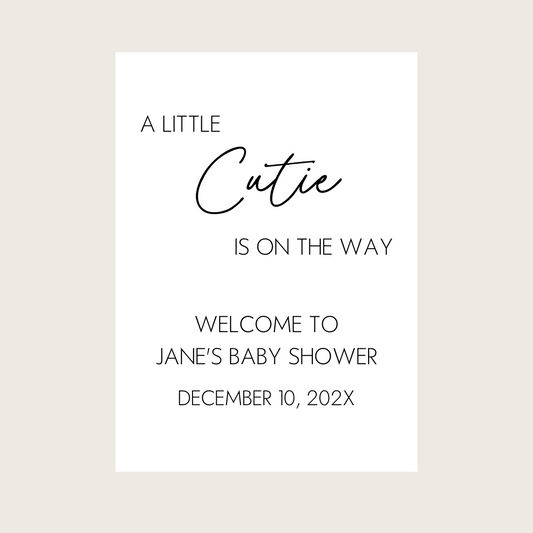 Baby Welcome Sign - A Little Cutie Is On The Way