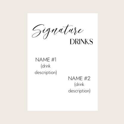 Bar Menu - Signature Drinks (Staggered Listing)