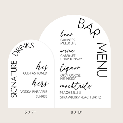 Bar Menu - Arch Signature Drinks Set