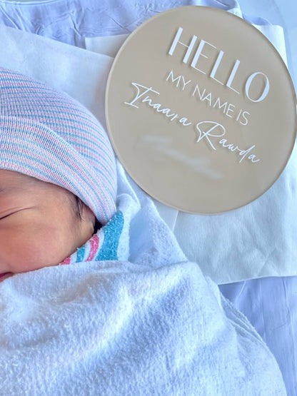 Birth Announcement Placard - Hello, My Name Is ...